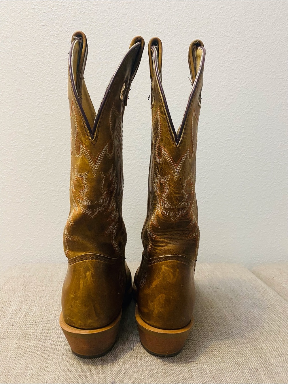 Double H Women's Brown Leather Pull-On Heeled Cowboy Boots - Picture 5 of 7